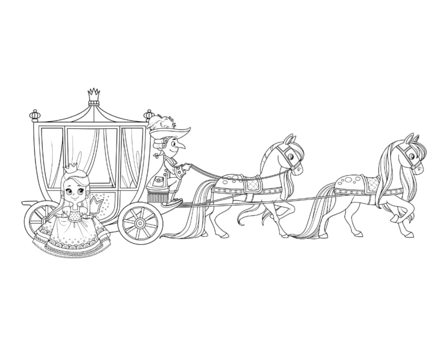 Princess Carriage Horses Princess Tracing Worksheets Pdf Free Vectors